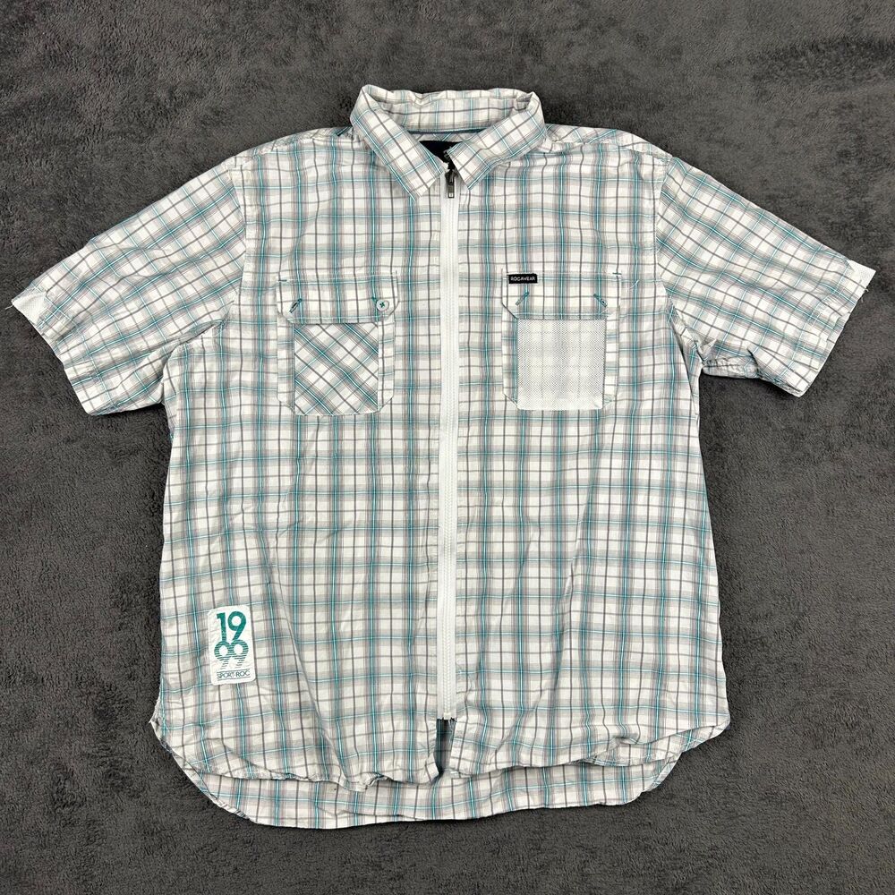 VTG Rocawear Classic 1999 Sport-Roc Plaid Zip-Up Shirt Men’s 2XL Flannel Hip Hop